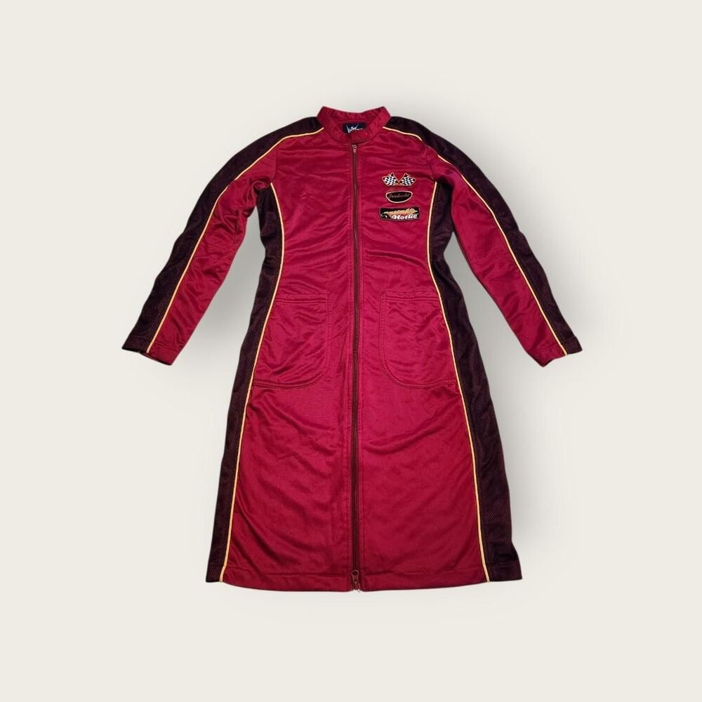 Vintage Y2k Jordache red racing graphic full zip long sleeve mini dress